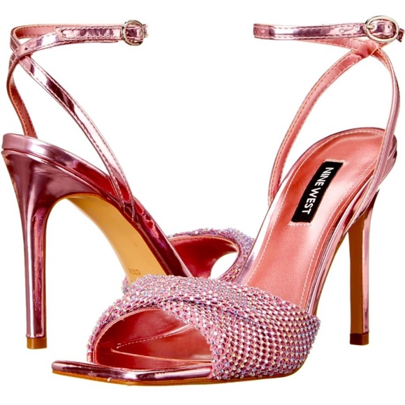 New Nine West Women’s Pink Twinkle Heeled Dress Sandals in size 8 - Picture 2 of 6